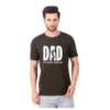 Fabstieve men Solid Round Neck Pure Cotton Brown