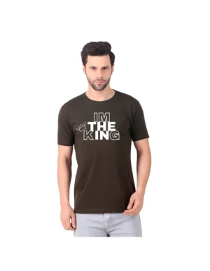 Fabstieve men Solid Round Neck Pure Cotton Brown (Vk-219_Print-42)
