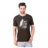 Fabstieve men Solid Round Neck Pure Cotton Brown (Vk-219_Print-50)