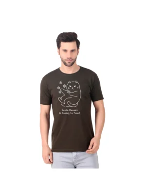 Fabstieve men Solid Round Neck Pure Cotton Brown (Vk-219_Print-70)