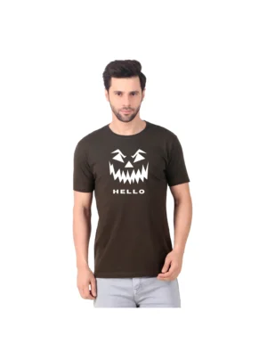Fabstieve men Solid Round Neck Pure Cotton Brown (Vk-219_Print-92)