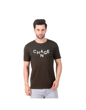 Fabstieve men Solid Round Neck Pure Cotton Brown (Vk-219_Print-152)