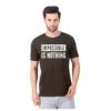 Fabstieve men Solid Round Neck Pure Cotton Brown (Vk-219_Print-24)