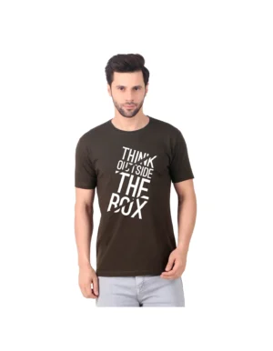 Fabstieve men Solid Round Neck Pure Cotton Brown (Vk-219_Print-25)