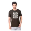 Fabstieve men Solid Round Neck Pure Cotton Brown (Vk-219_Print-3)