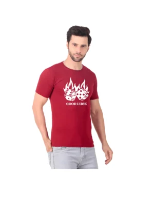 Fabstieve men Solid Round Neck Pure Cotton Brown (Vk-219_Print-100)