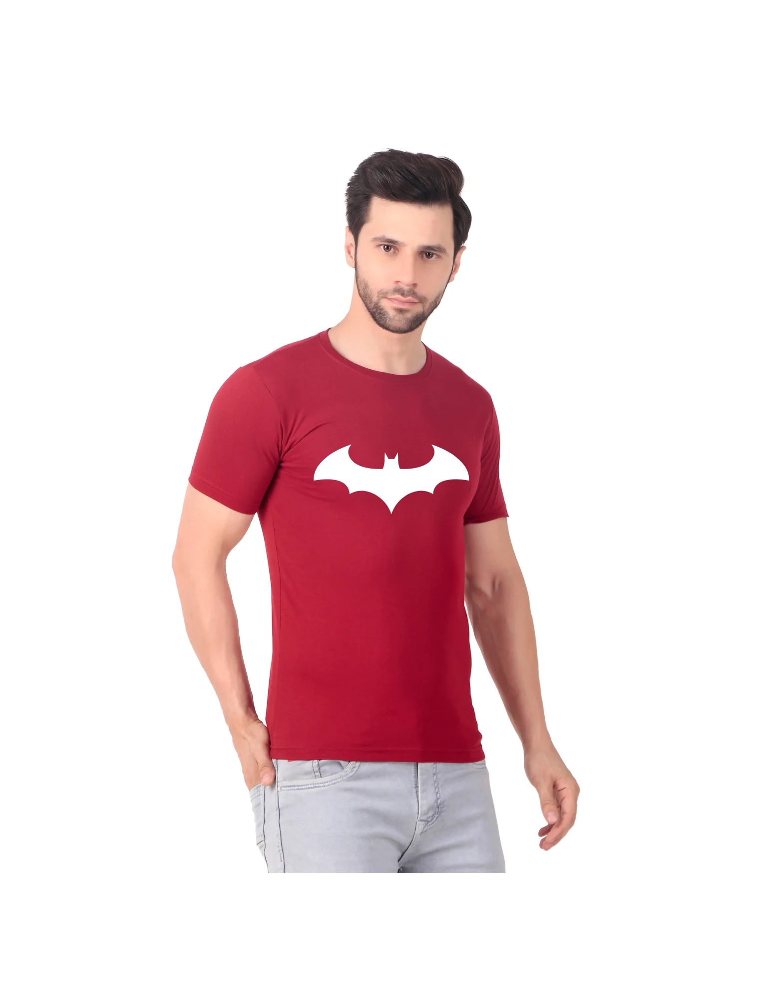 Fabstieve men Solid Round Neck Pure Cotton Brown (Vk-219_Print-10)