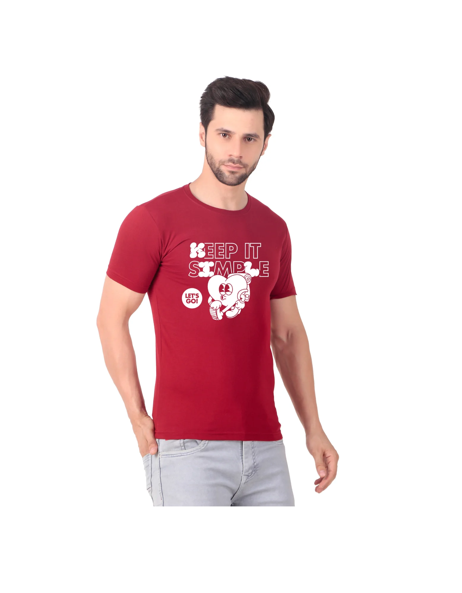 Fabstieve men Solid Round Neck Pure Cotton Brown (Vk-219_Print-109)