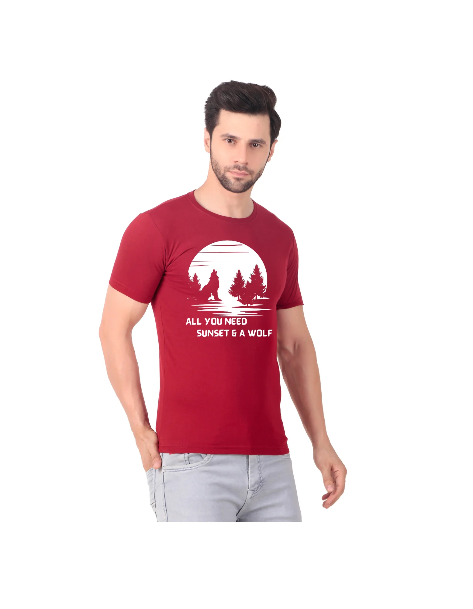 Fabstieve men Solid Round Neck Pure Cotton Brown (Vk-219_Print-49)
