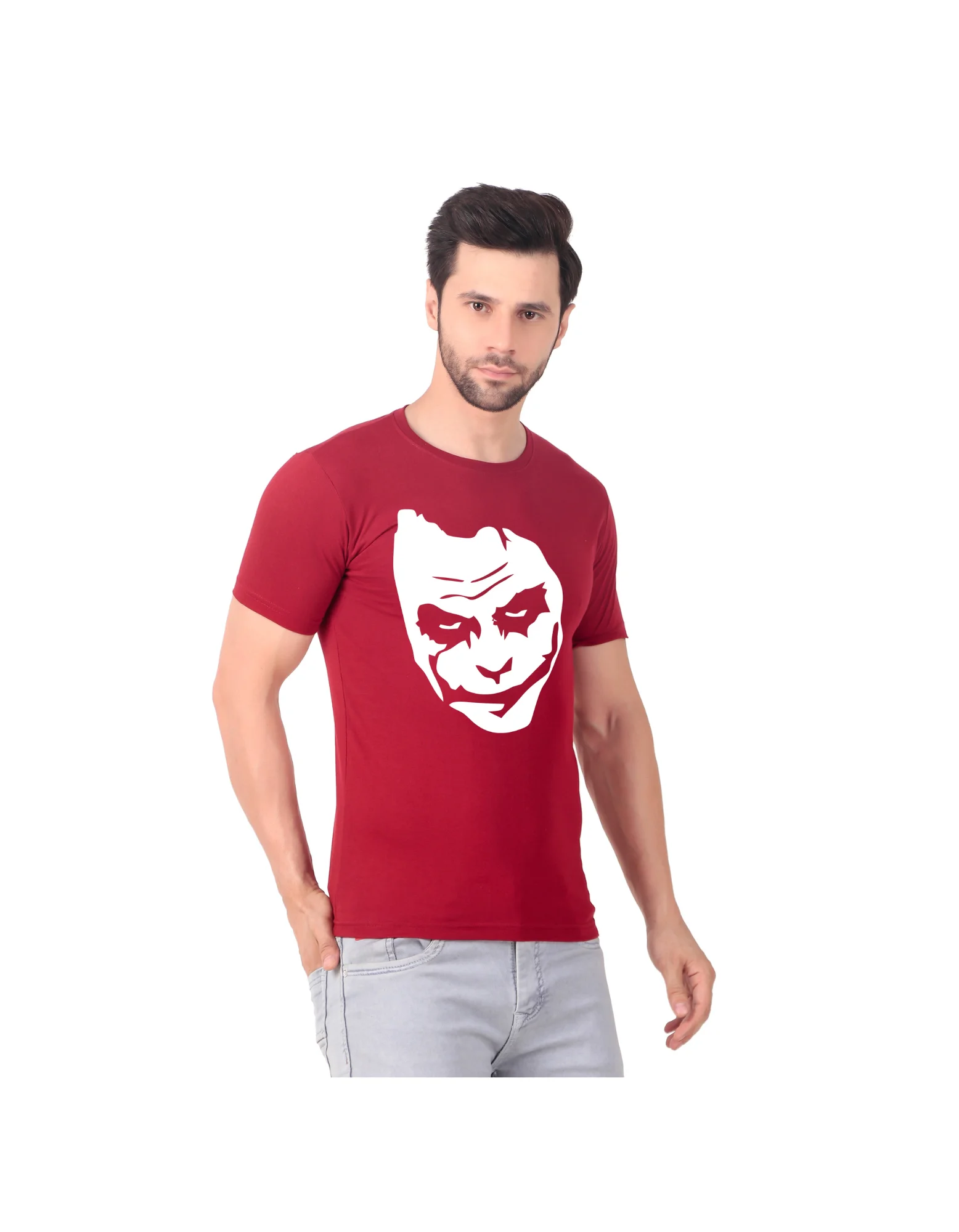 Fabstieve men Solid Round Neck Pure Cotton Brown (Vk-219_Print-5)