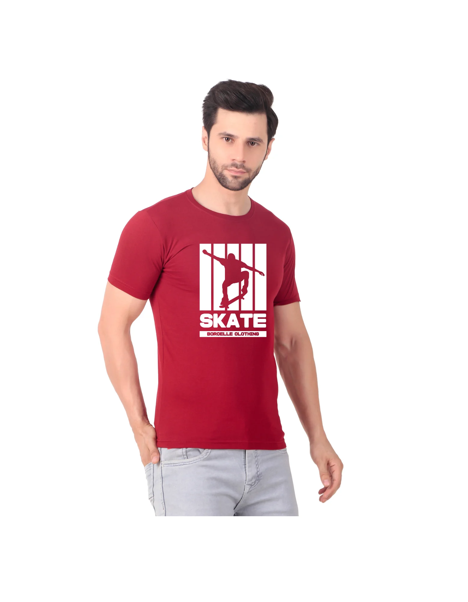Fabstieve men Solid Round Neck Pure Cotton Brown (Vk-219_Print-54)