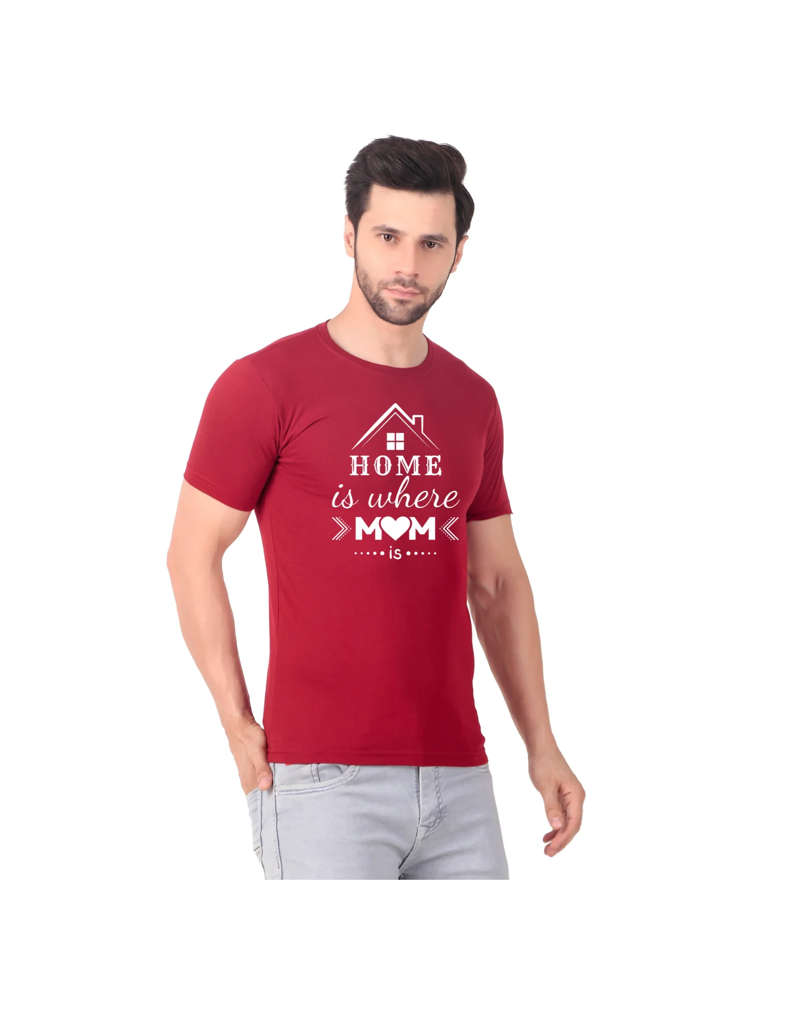 Fabstieve men Solid Round Neck Pure Cotton Brown (Vk-219_Print-69)