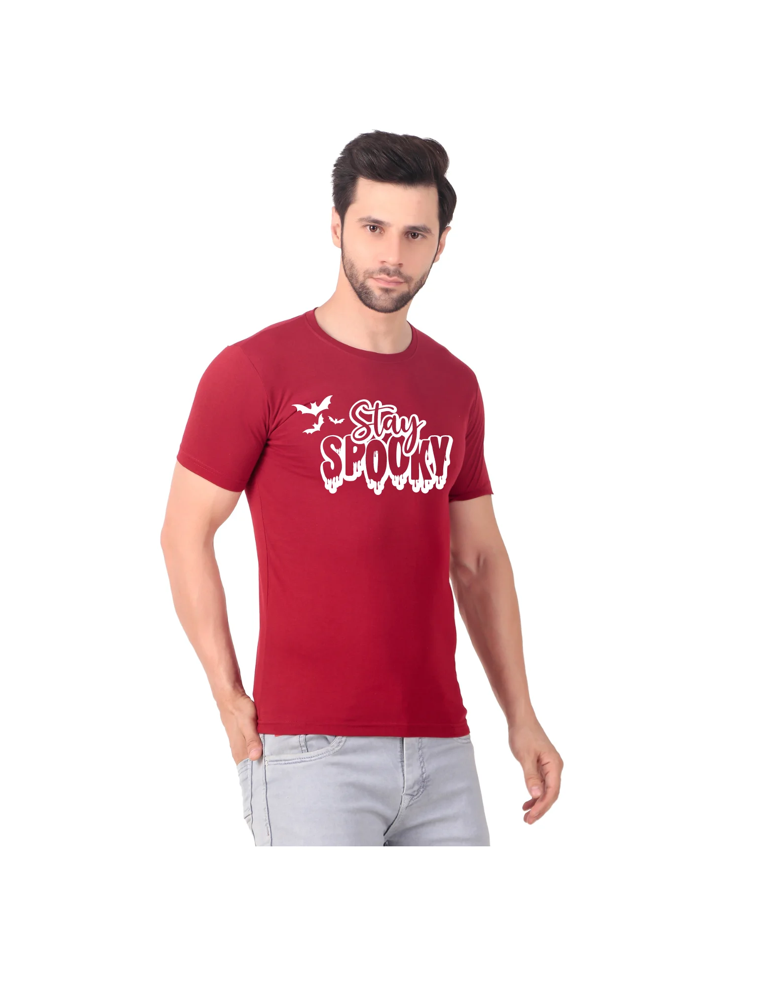 Fabstieve men Solid Round Neck Pure Cotton Brown (Vk-219_Print-71)