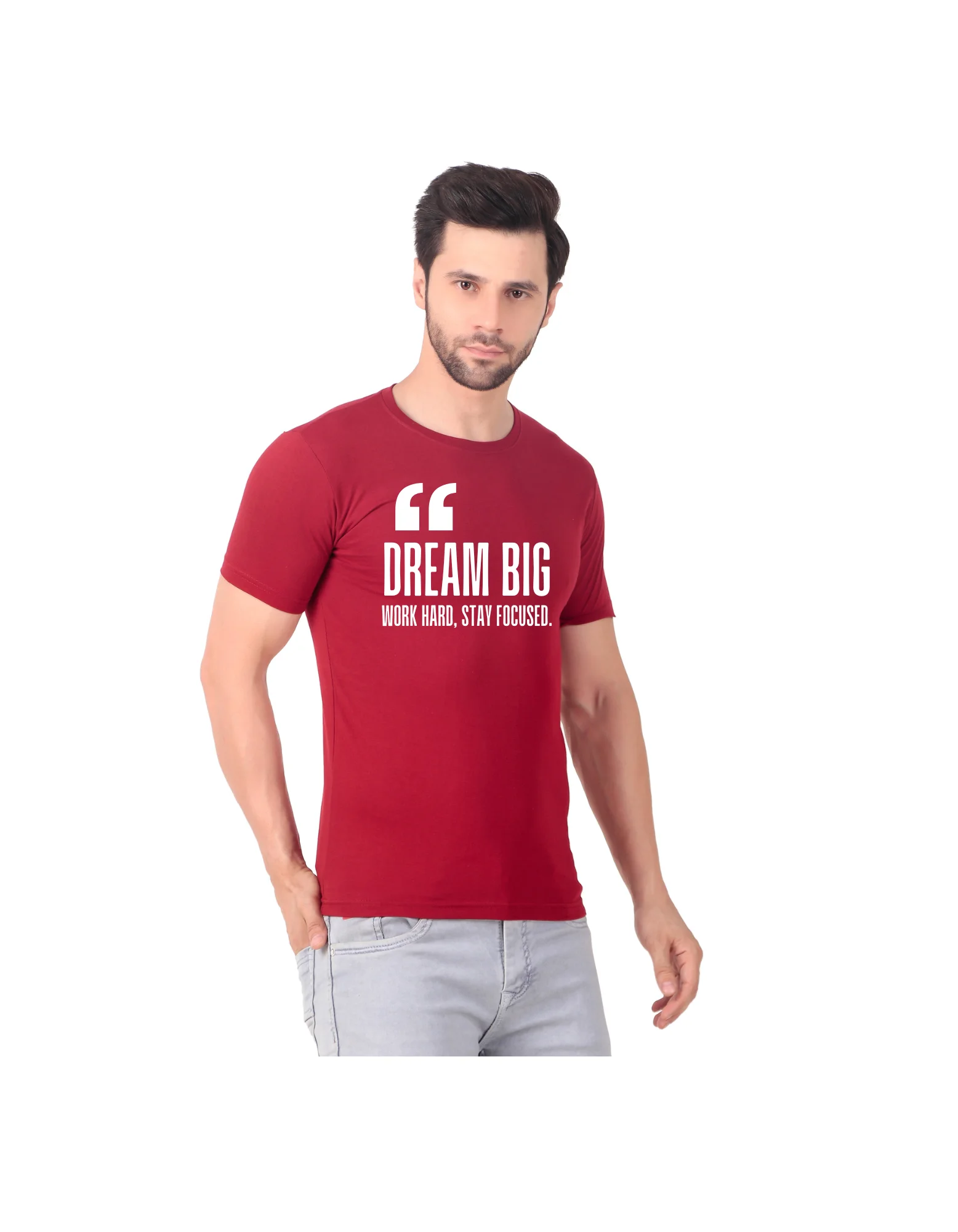 Fabstieve men Solid Round Neck Pure Cotton Brown (Vk-219_Print-72)