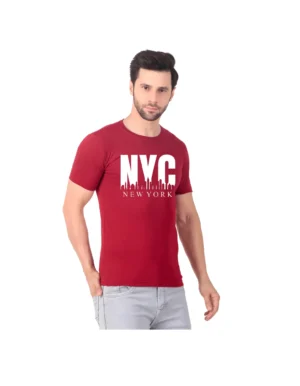 Fabstieve men Solid Round Neck Pure Cotton Brown (Vk-219_Print-76)