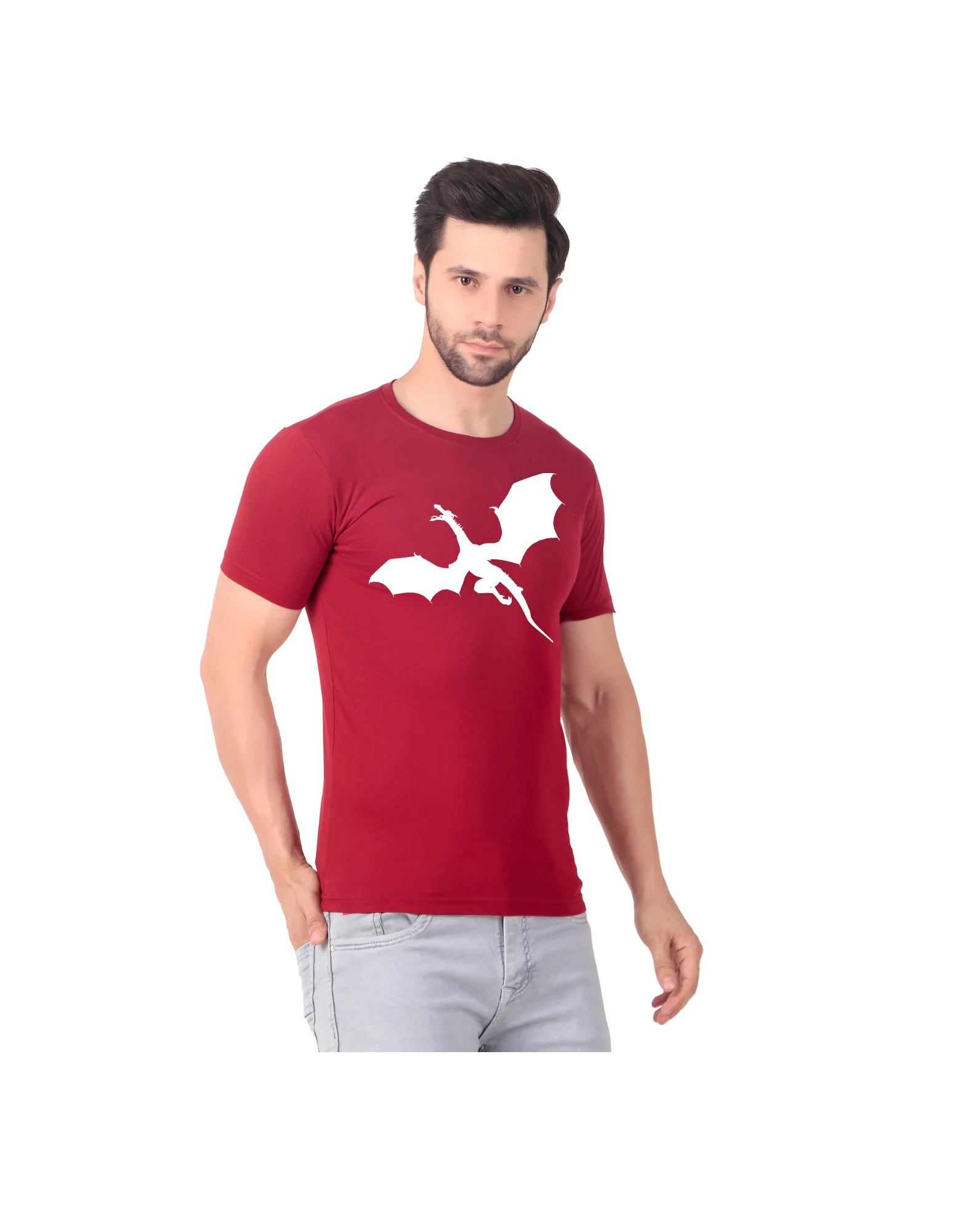 Fabstieve men Solid Round Neck Pure Cotton Brown (Vk-219_Print-78)