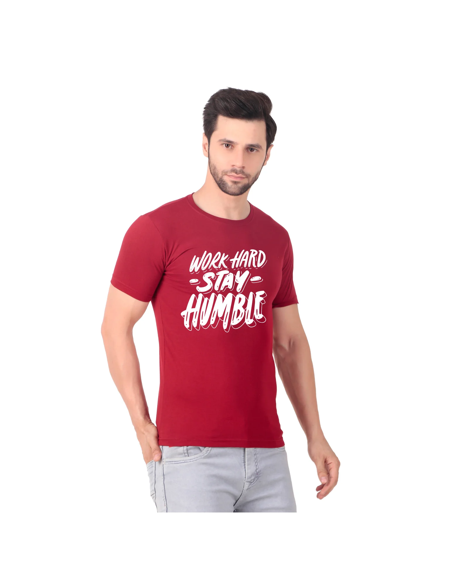 Fabstieve men Solid Round Neck Pure Cotton Brown (Vk-219_Print-8)