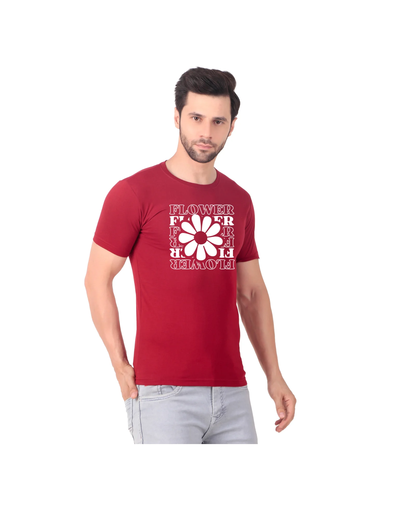 Fabstieve men Solid Round Neck Pure Cotton Brown (Vk-219_Print-82)