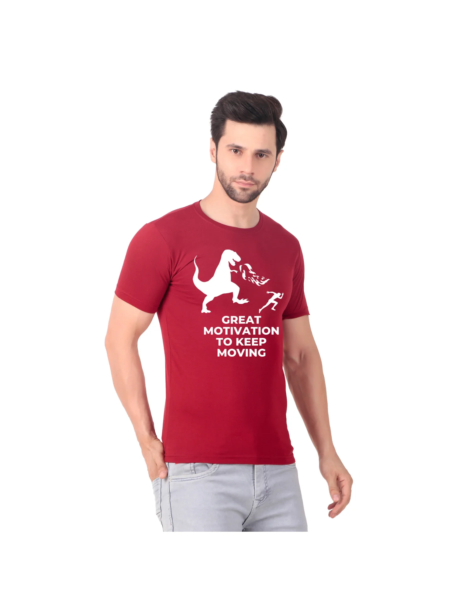 Fabstieve men Solid Round Neck Pure Cotton Brown (Vk-219_Print-9)