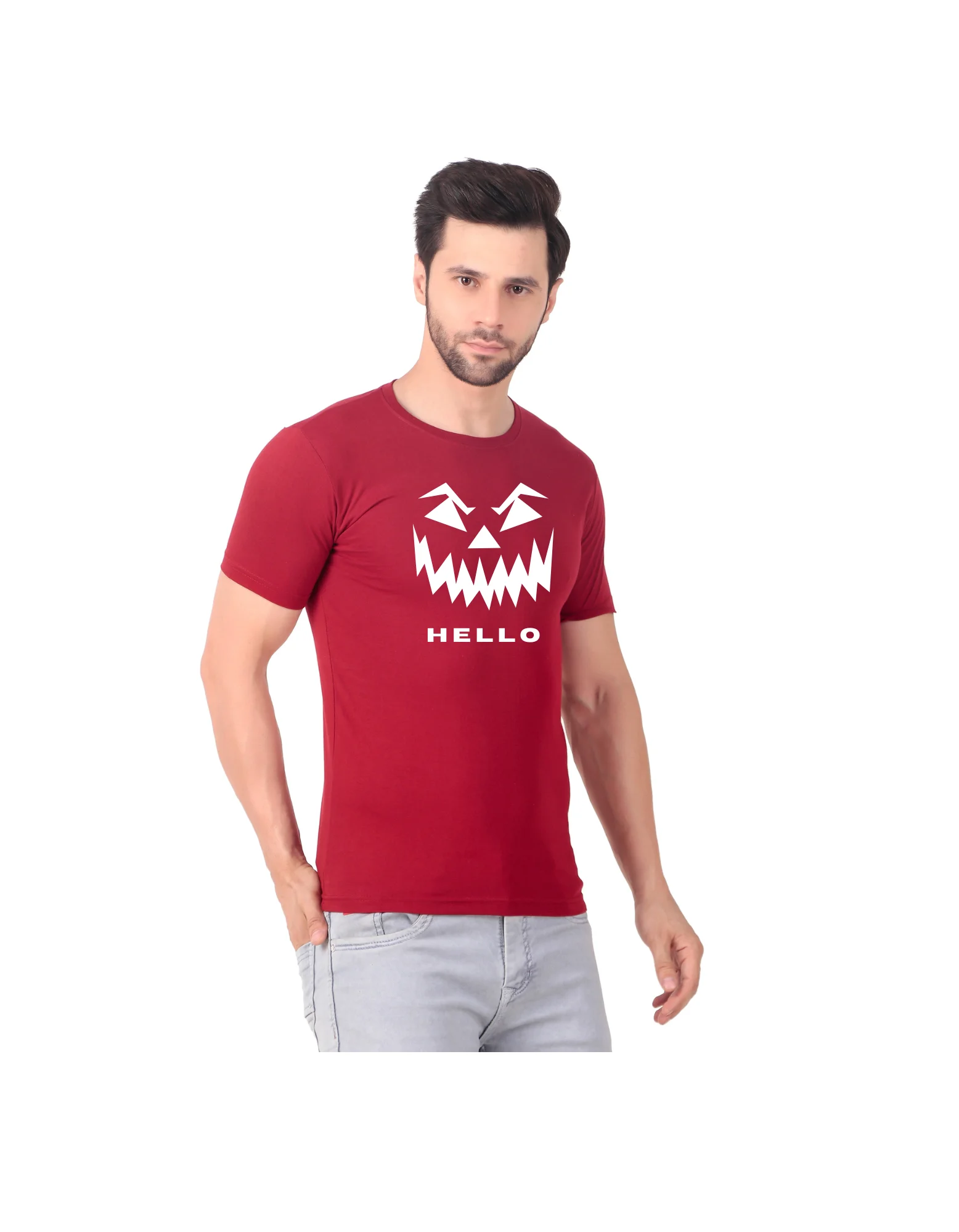 Fabstieve men Solid Round Neck Pure Cotton Brown (Vk-219_Print-92)