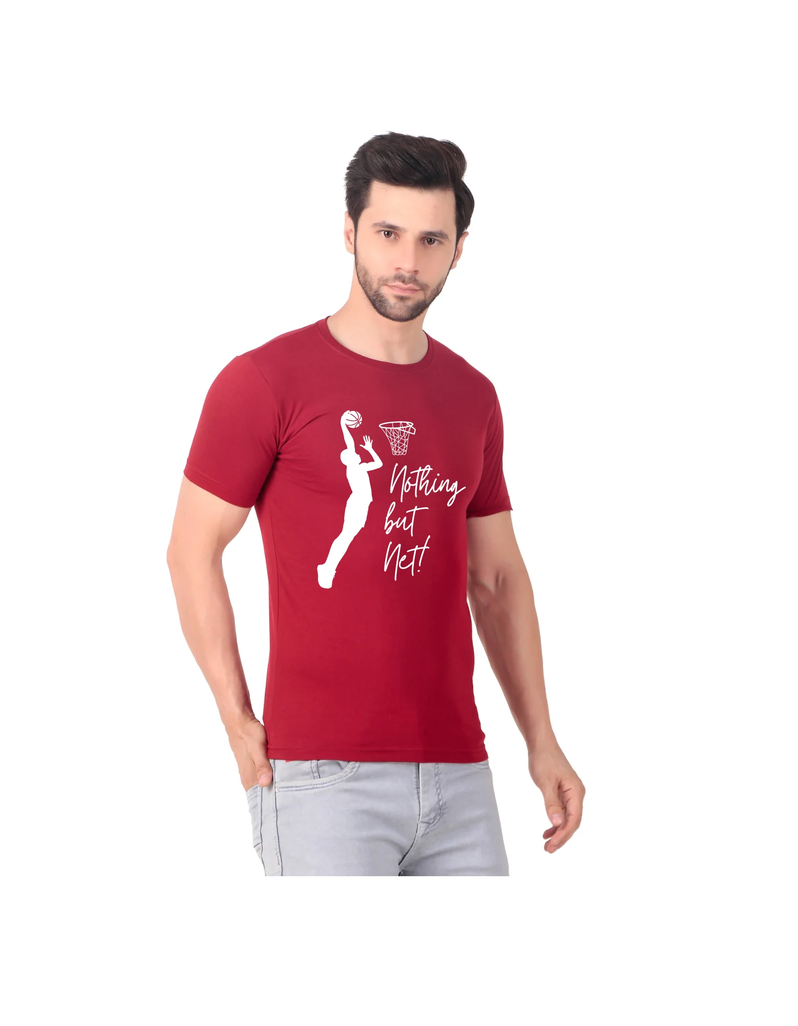 Fabstieve men Solid Round Neck Pure Cotton Brown (Vk-219_Print-114)