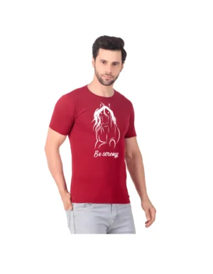 Fabstieve men Solid Round Neck Pure Cotton Brown (Vk-219_Print-96)