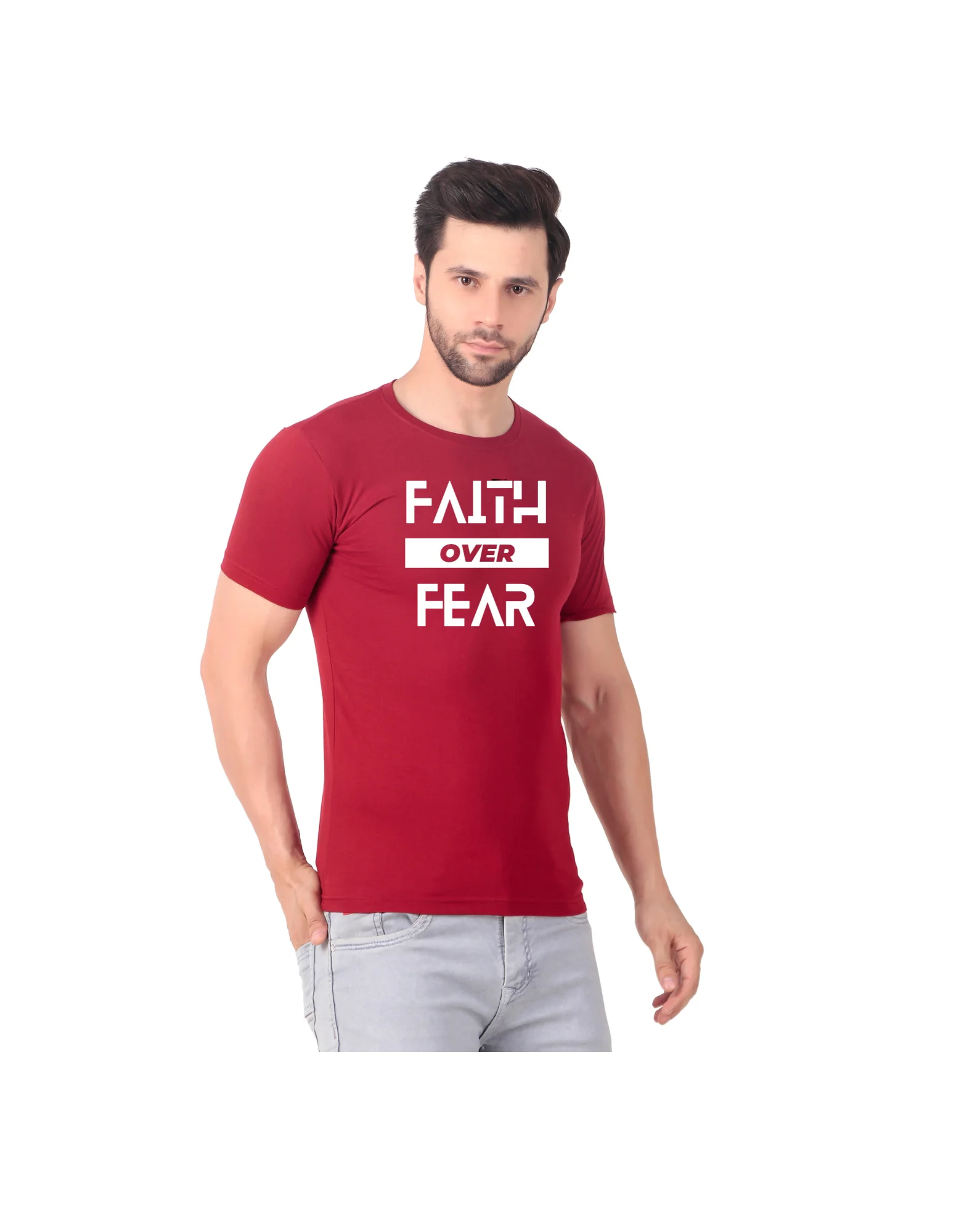 Fabstieve men Solid Round Neck Pure Cotton Brown (Vk-219_Print-98)