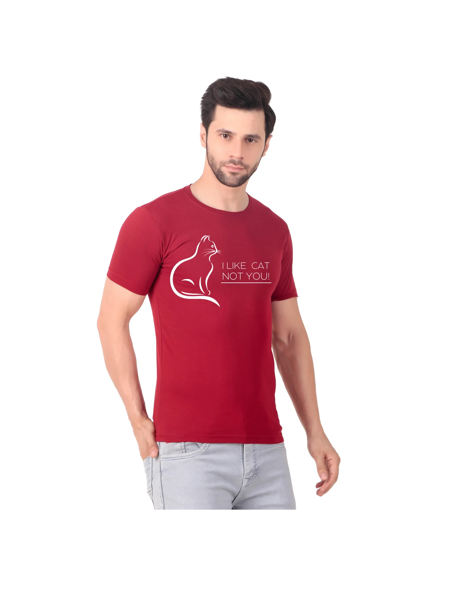 Fabstieve men Solid Round Neck Pure Cotton Brown (Vk-219_Print-102)