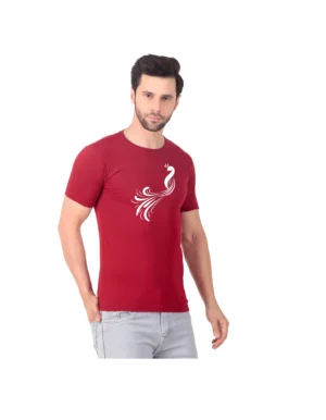 Fabstieve men Solid Round Neck Pure Cotton Brown (Vk-219_Print-127)