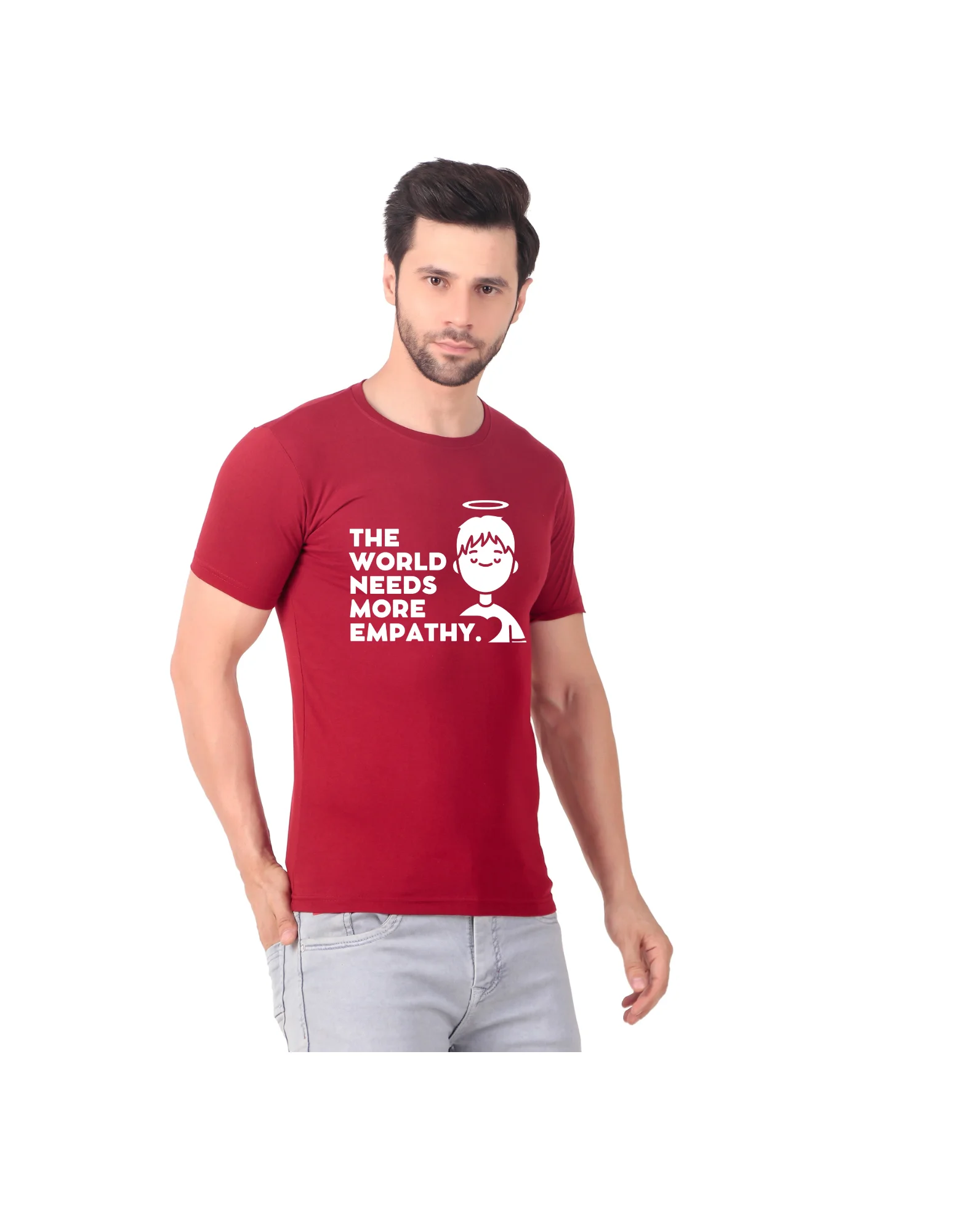 Fabstieve men Solid Round Neck Pure Cotton Brown (Vk-219_Print-135)