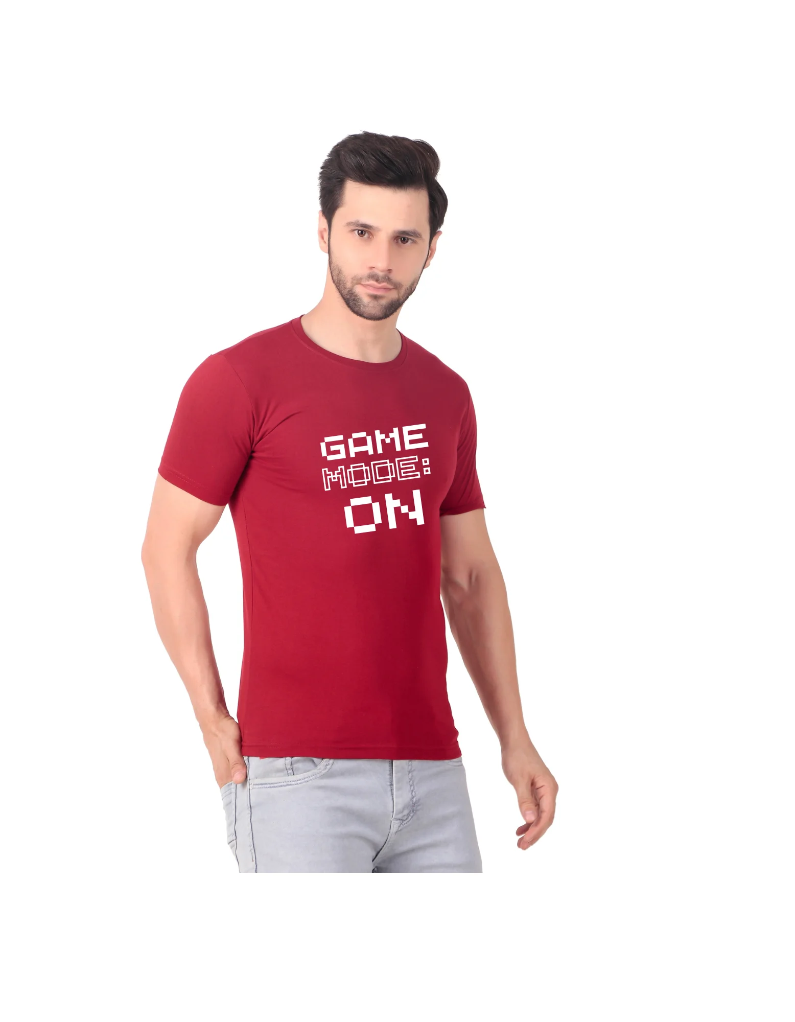 Fabstieve men Solid Round Neck Pure Cotton Brown (Vk-219_Print-142)