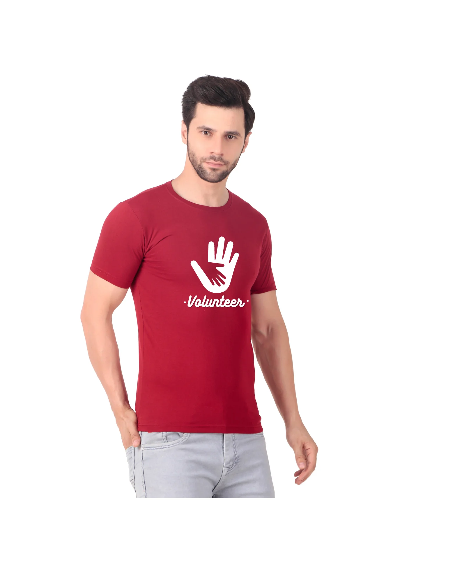 Fabstieve men Solid Round Neck Pure Cotton Brown (Vk-219_Print-154)