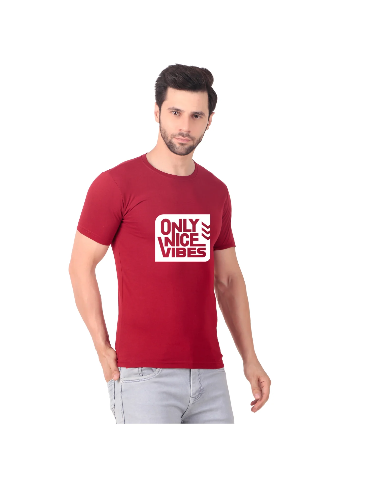 Fabstieve men Solid Round Neck Pure Cotton Brown (Vk-219_Print-160)