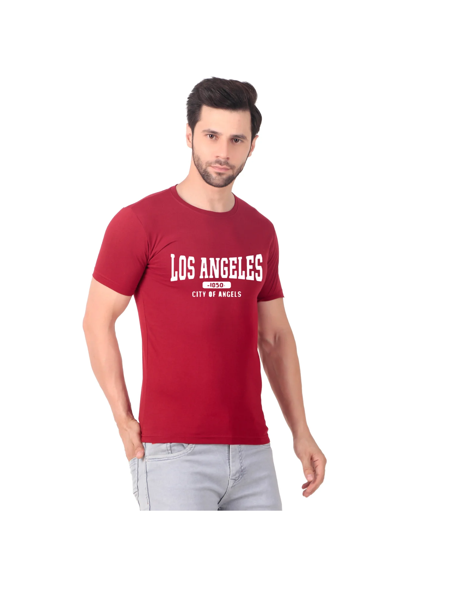 Fabstieve men Solid Round Neck Pure Cotton Brown (Vk-219_Print-165)