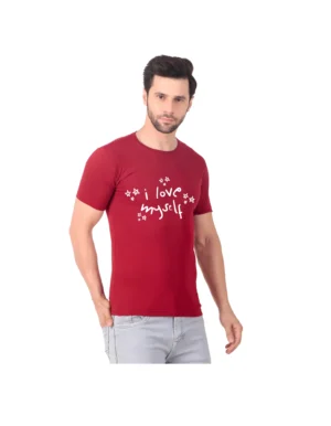 Fabstieve men Solid Round Neck Pure Cotton Brown (Vk-219_Print-107)