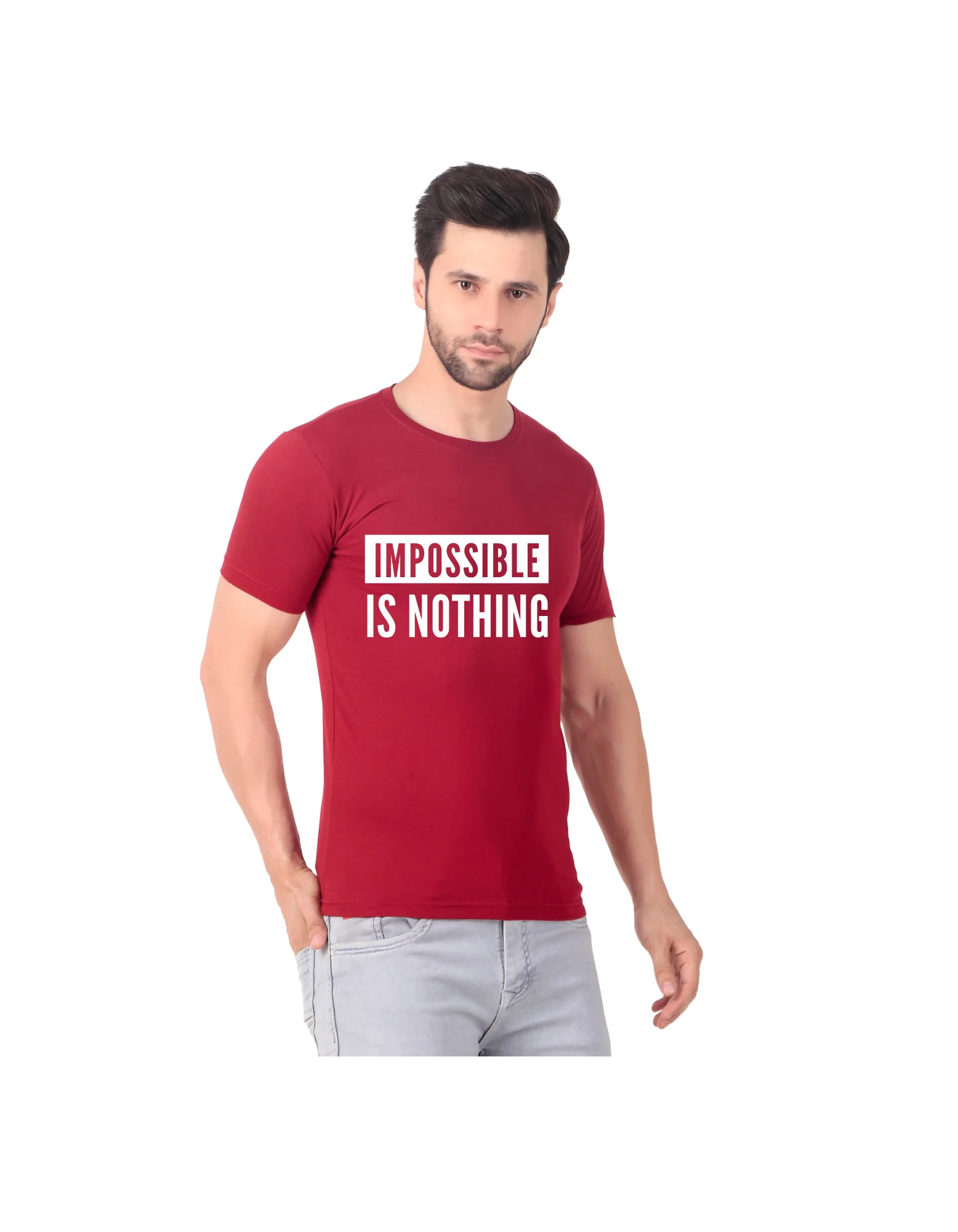 Fabstieve men Solid Round Neck Pure Cotton Brown (Vk-219_Print-24)