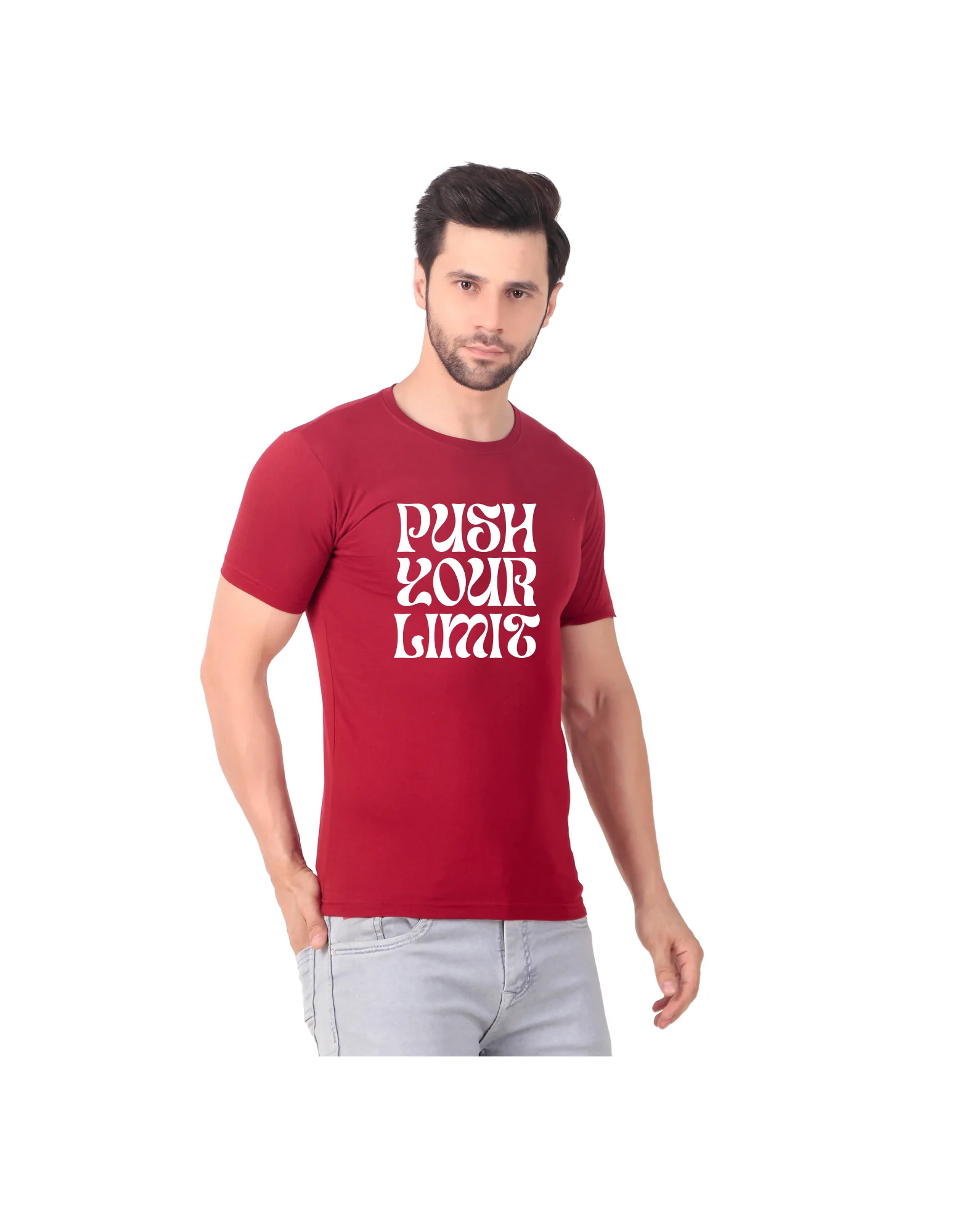 Fabstieve men Solid Round Neck Pure Cotton Brown (Vk-219_Print-34)