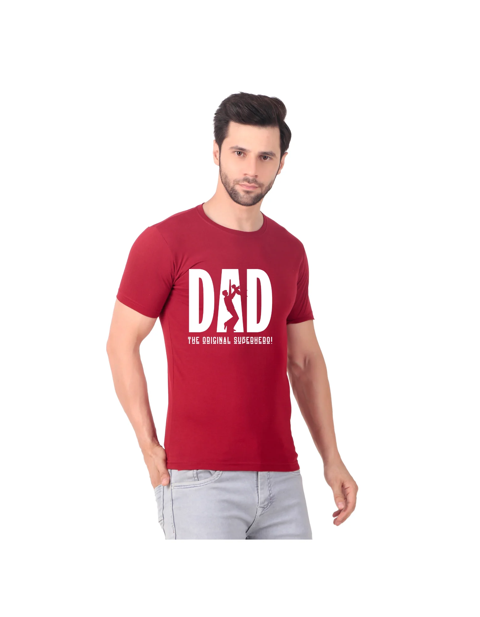 Fabstieve men Solid Round Neck Pure Cotton red