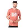 Fabstieve men Solid Round Neck Pure Cotton peach