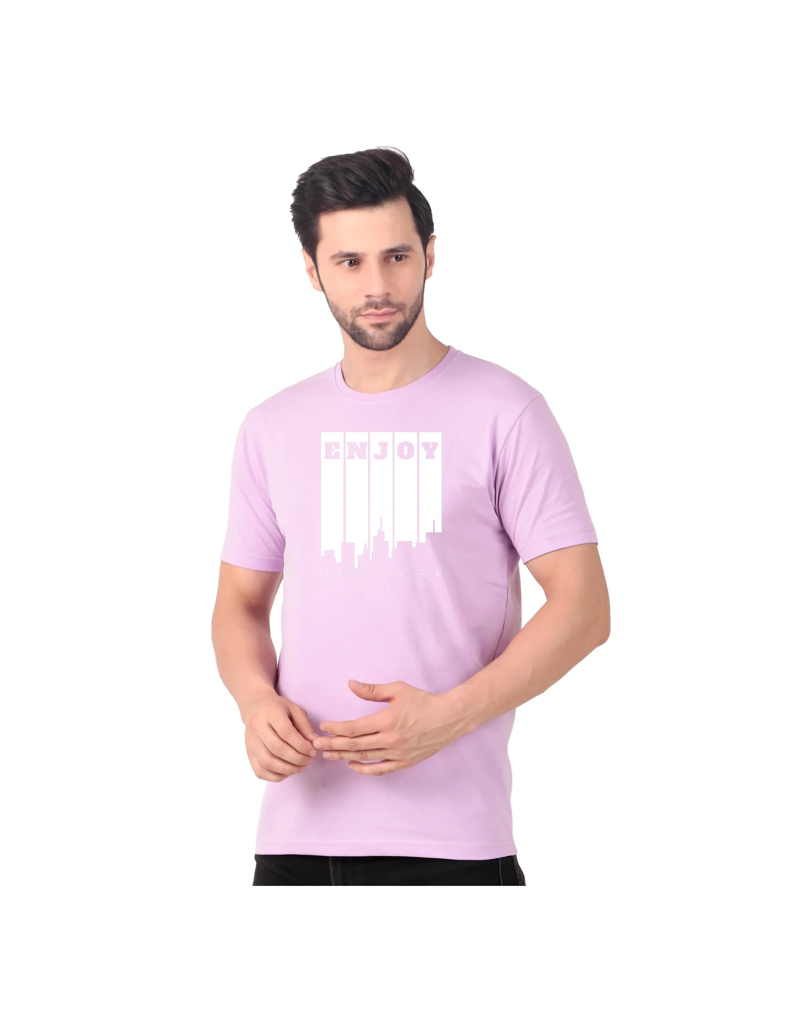 Fabstieve men Solid Round Neck Pure Cotton Brown (Vk-219_Print-46)