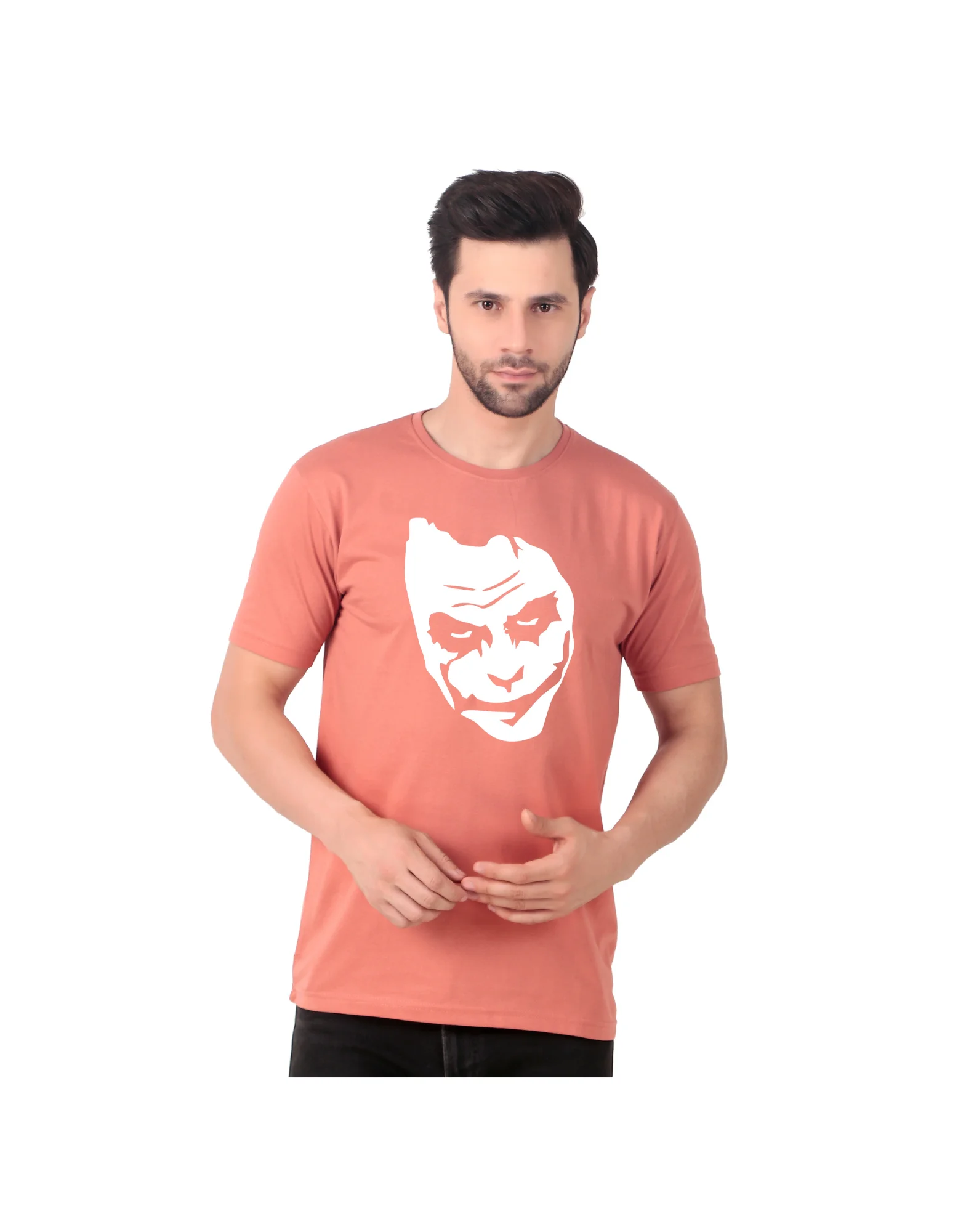 Fabstieve men Solid Round Neck Pure Cotton Brown (Vk-219_Print-5)
