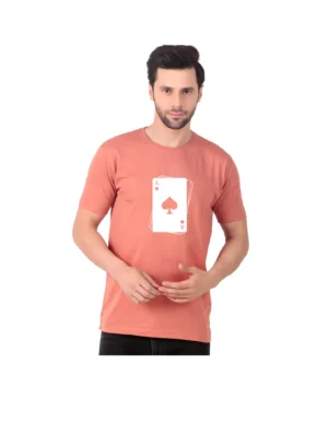 Fabstieve men Solid Round Neck Pure Cotton Brown (Vk-219_Print-111)