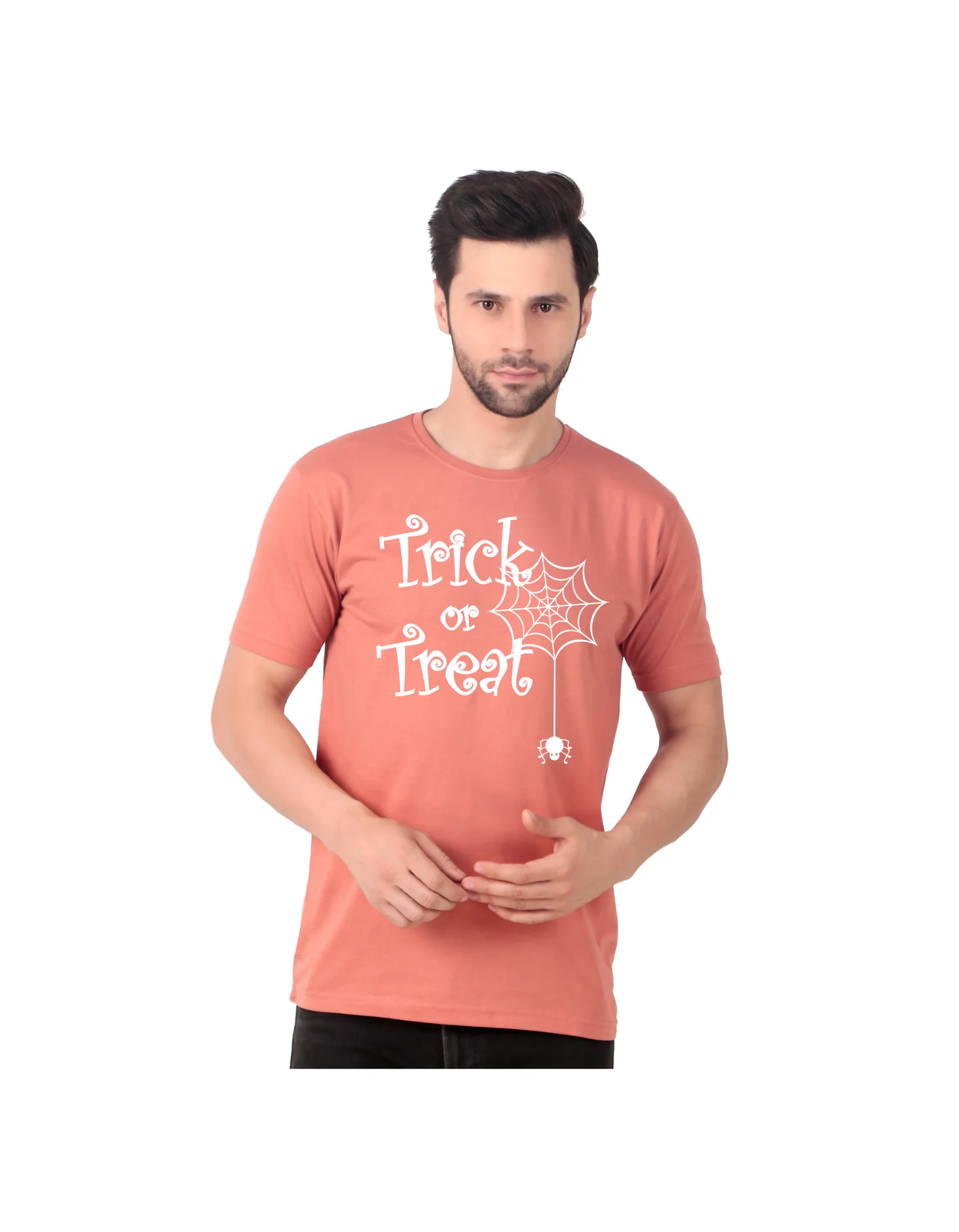 Fabstieve men Solid Round Neck Pure Cotton Brown (Vk-219_Print-19)