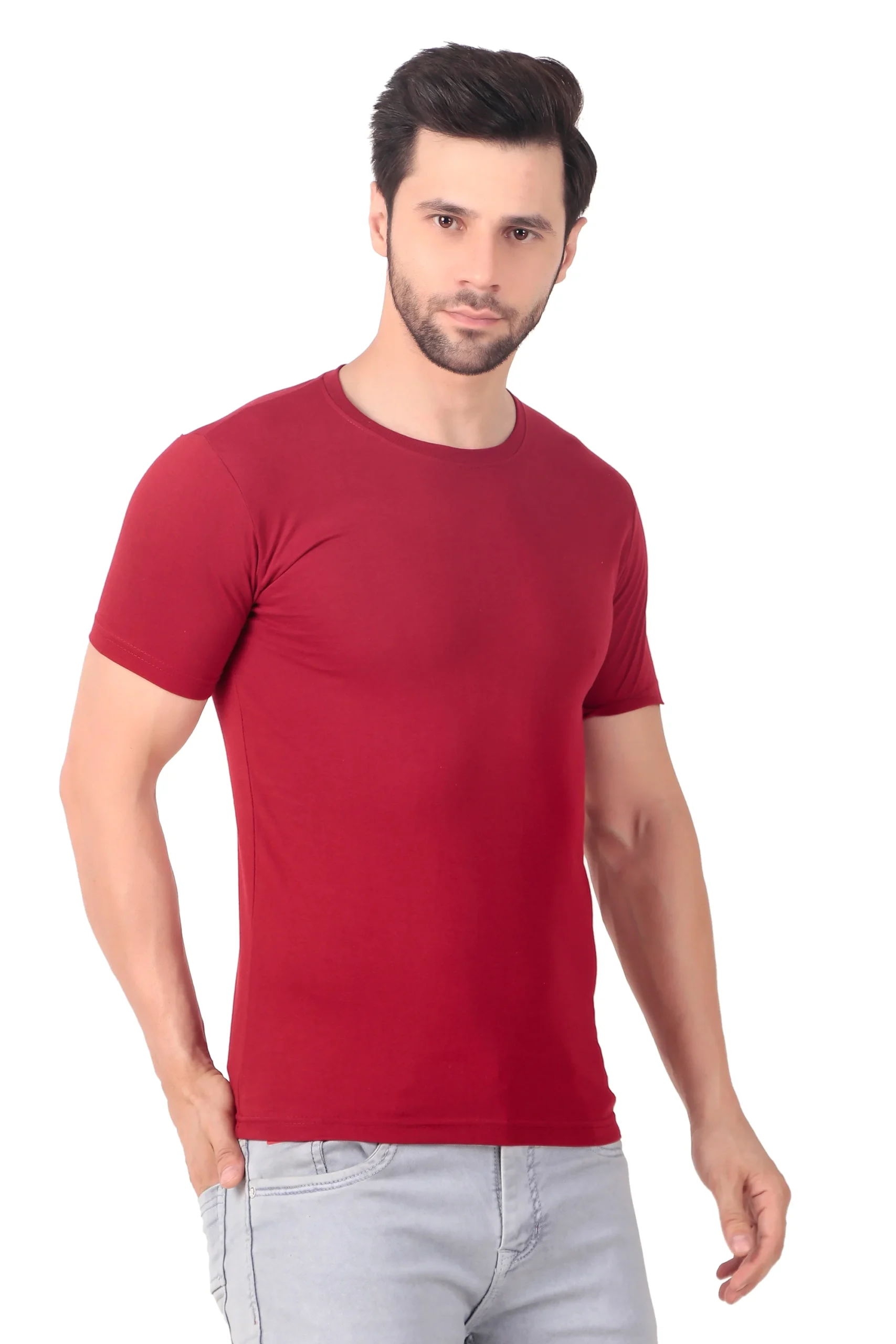 Fabstieve men Solid Round Neck Pure Cotton