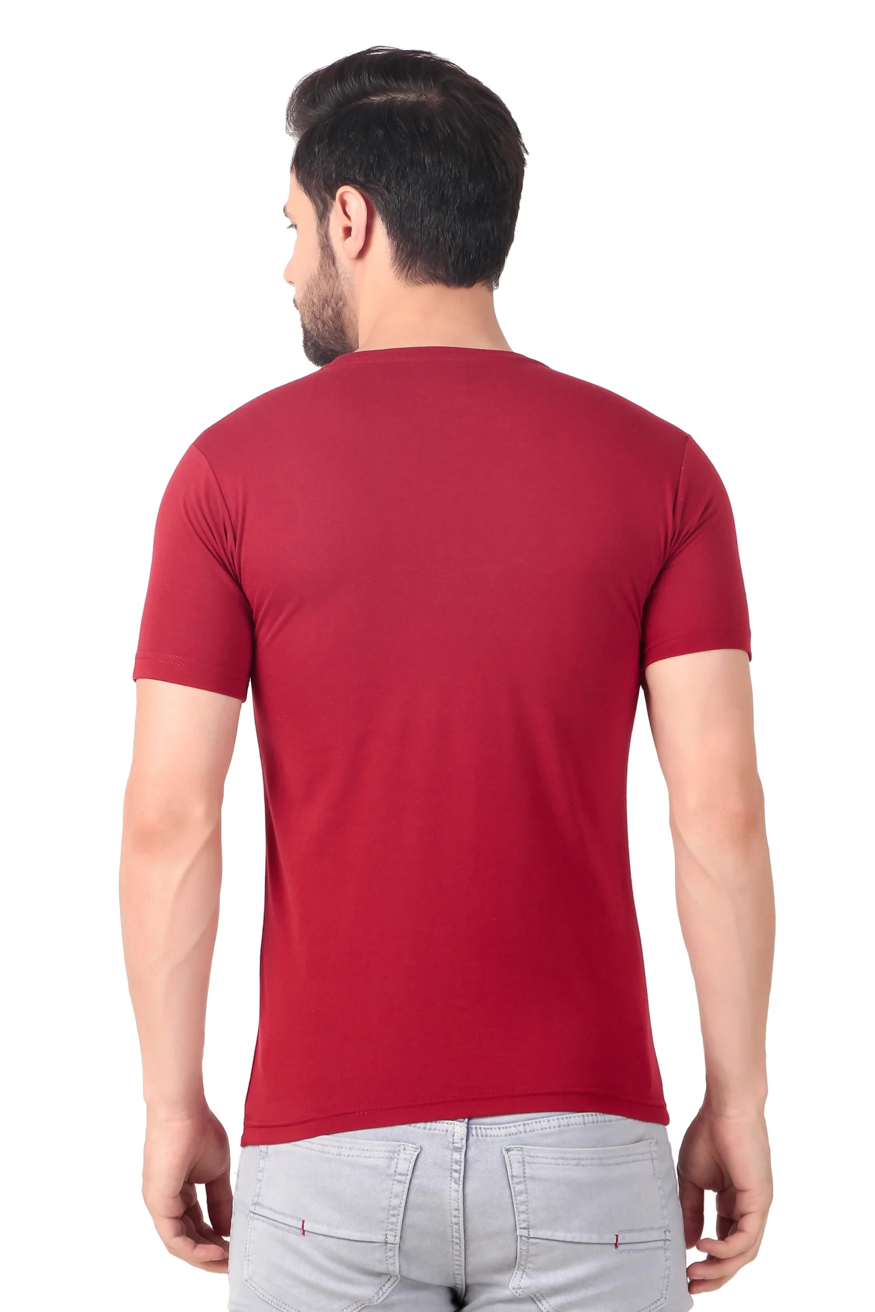Fabstieve men Solid Round Neck Pure Cotton Brown (Vk-219_Print-116)