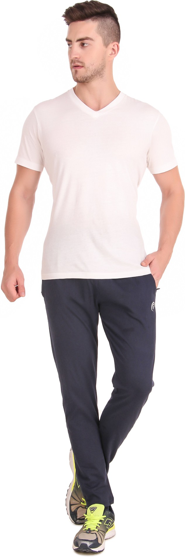 Dark Blue Pure Cotton Solid Track Pant For Men - Image 4