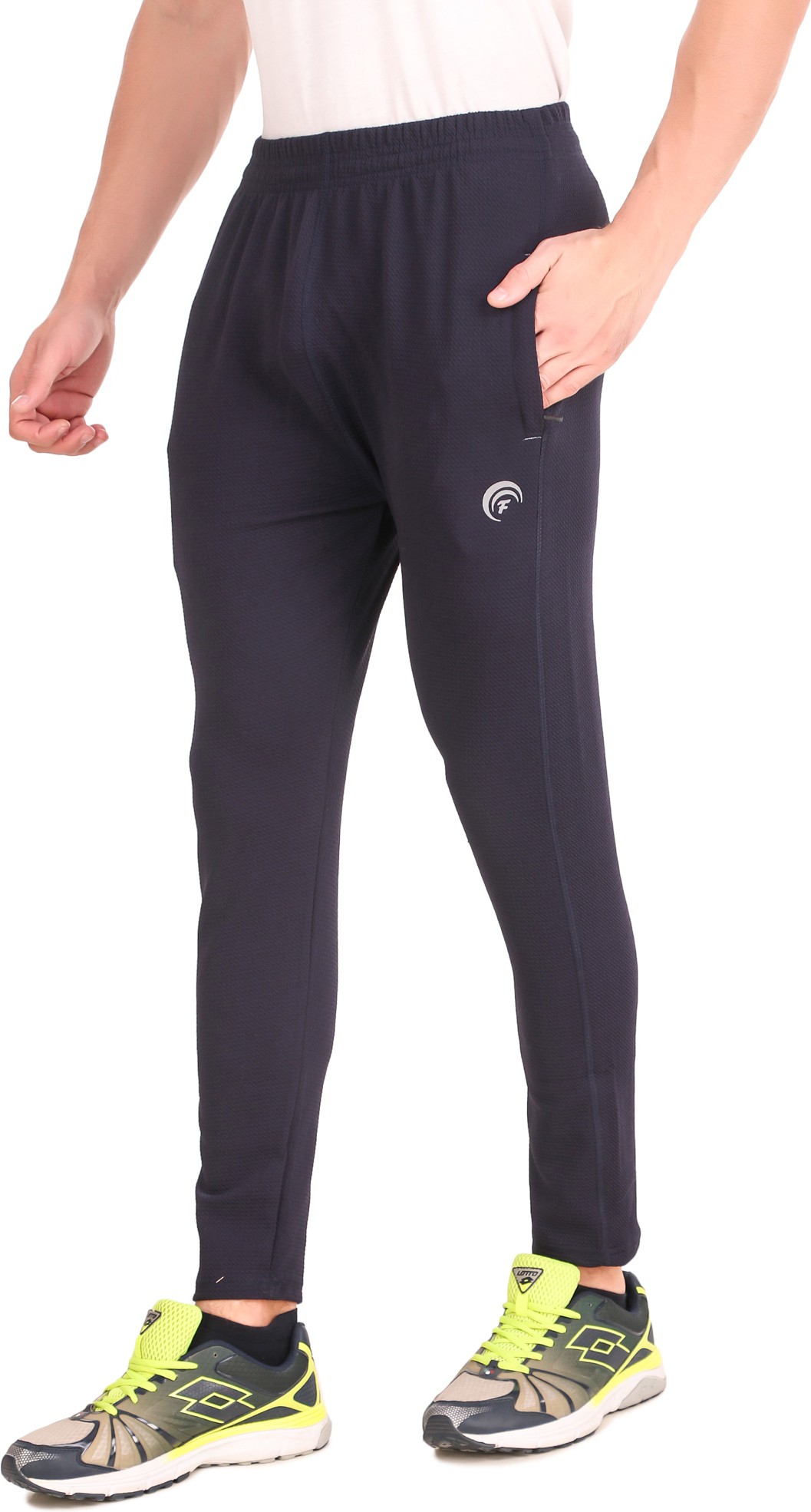 Dark Blue Pure Cotton Solid Track Pant For Men - Image 3