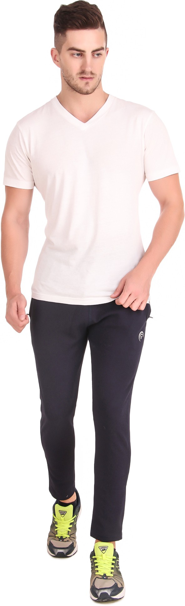 Dark Blue Pure Cotton Solid Track Pant For Men - Image 4
