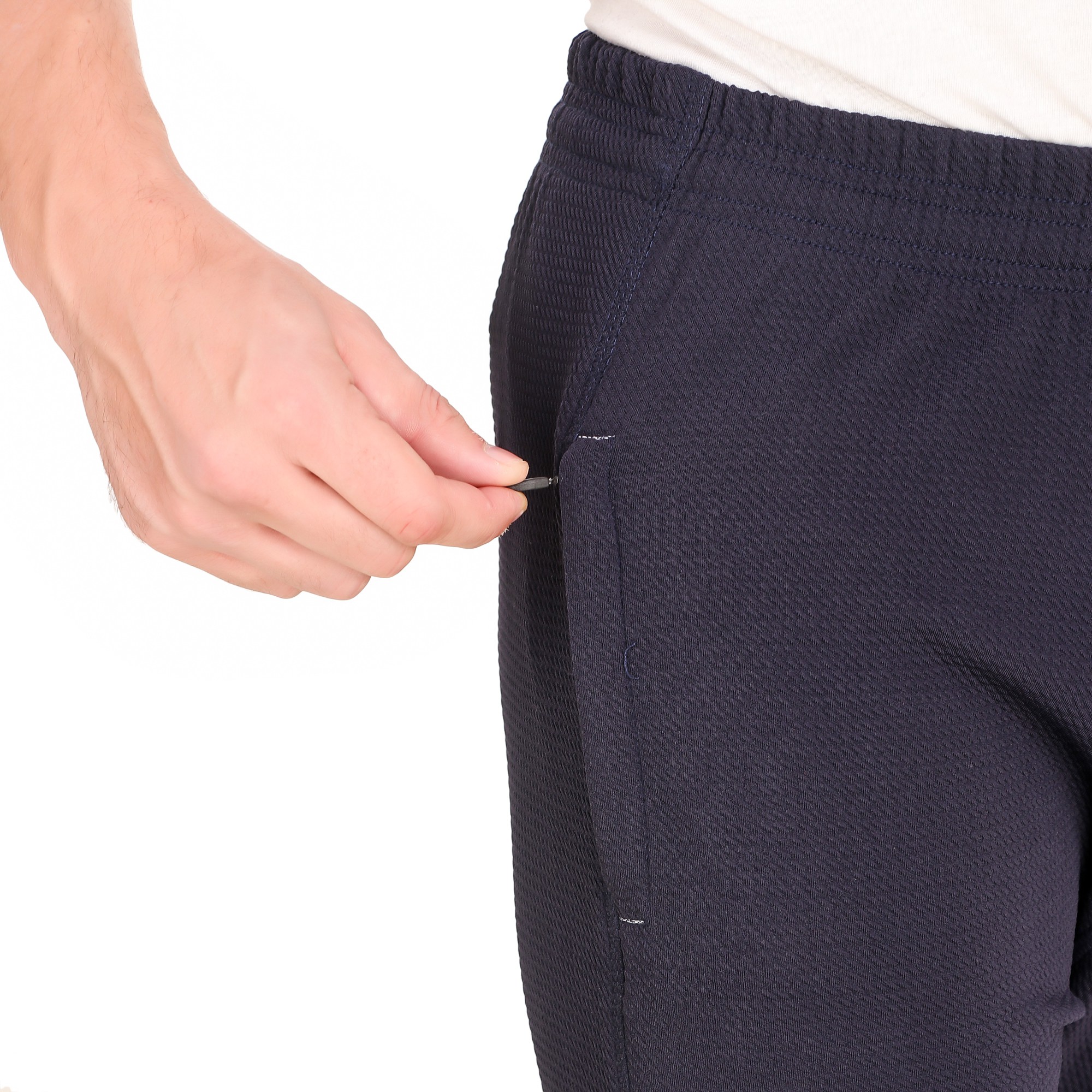 Dark Blue Pure Cotton Solid Track Pant For Men - Image 5