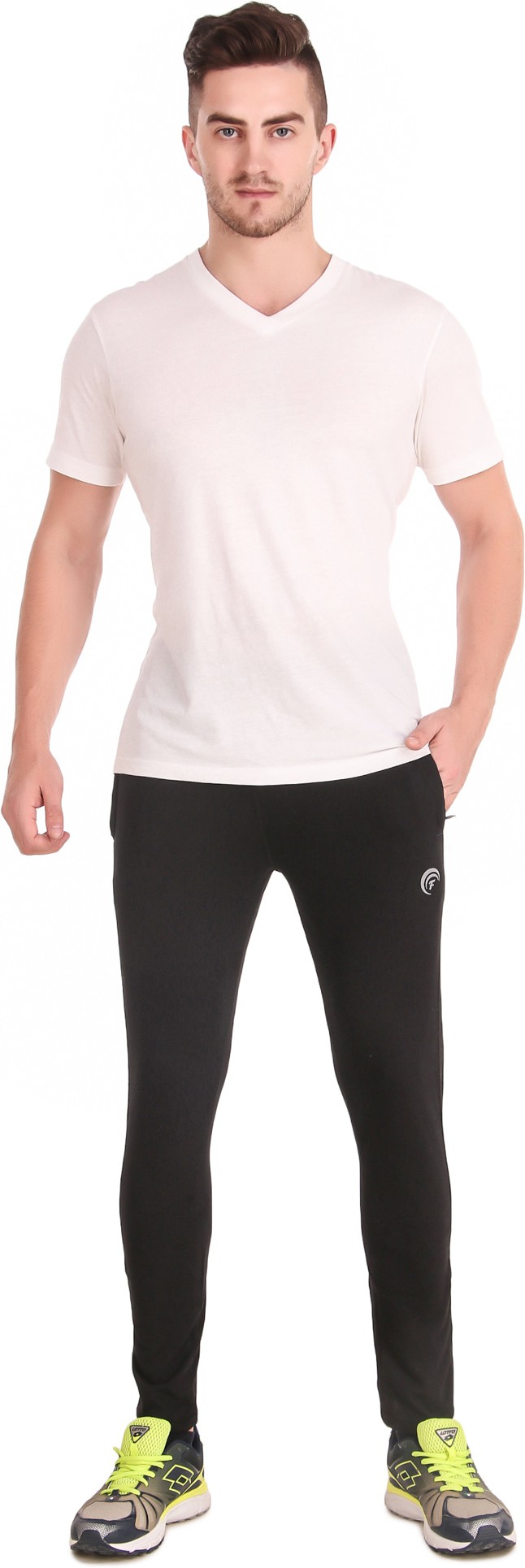 Black Cotton Blend Solid Track Pant For Men - Image 4